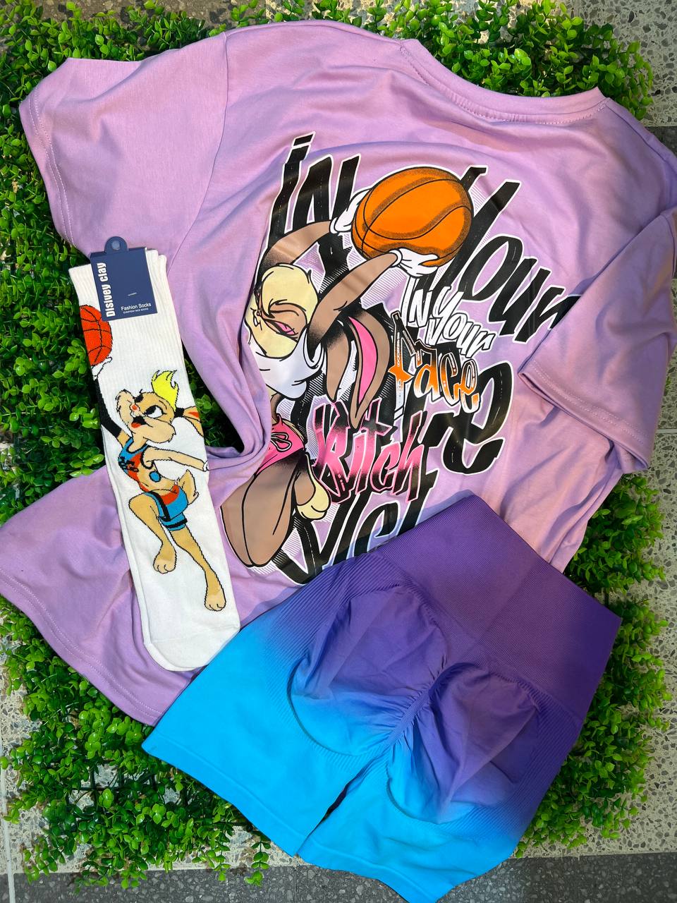 CONJUNTO 3 PIEZAS LOONEY TUNES MORADO