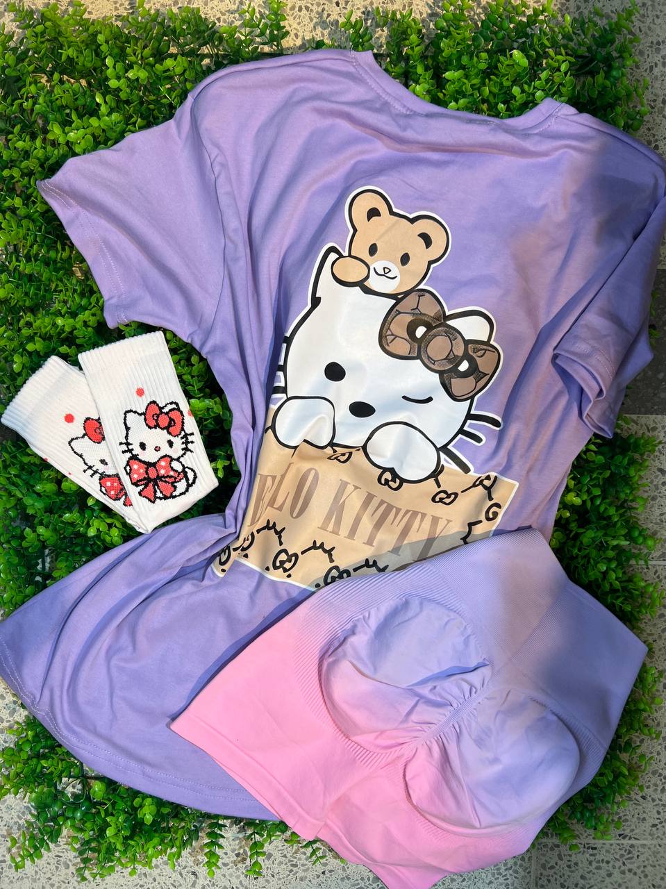 CONJUNTO 3 PIEZAS HELLO KITTY MORADO
