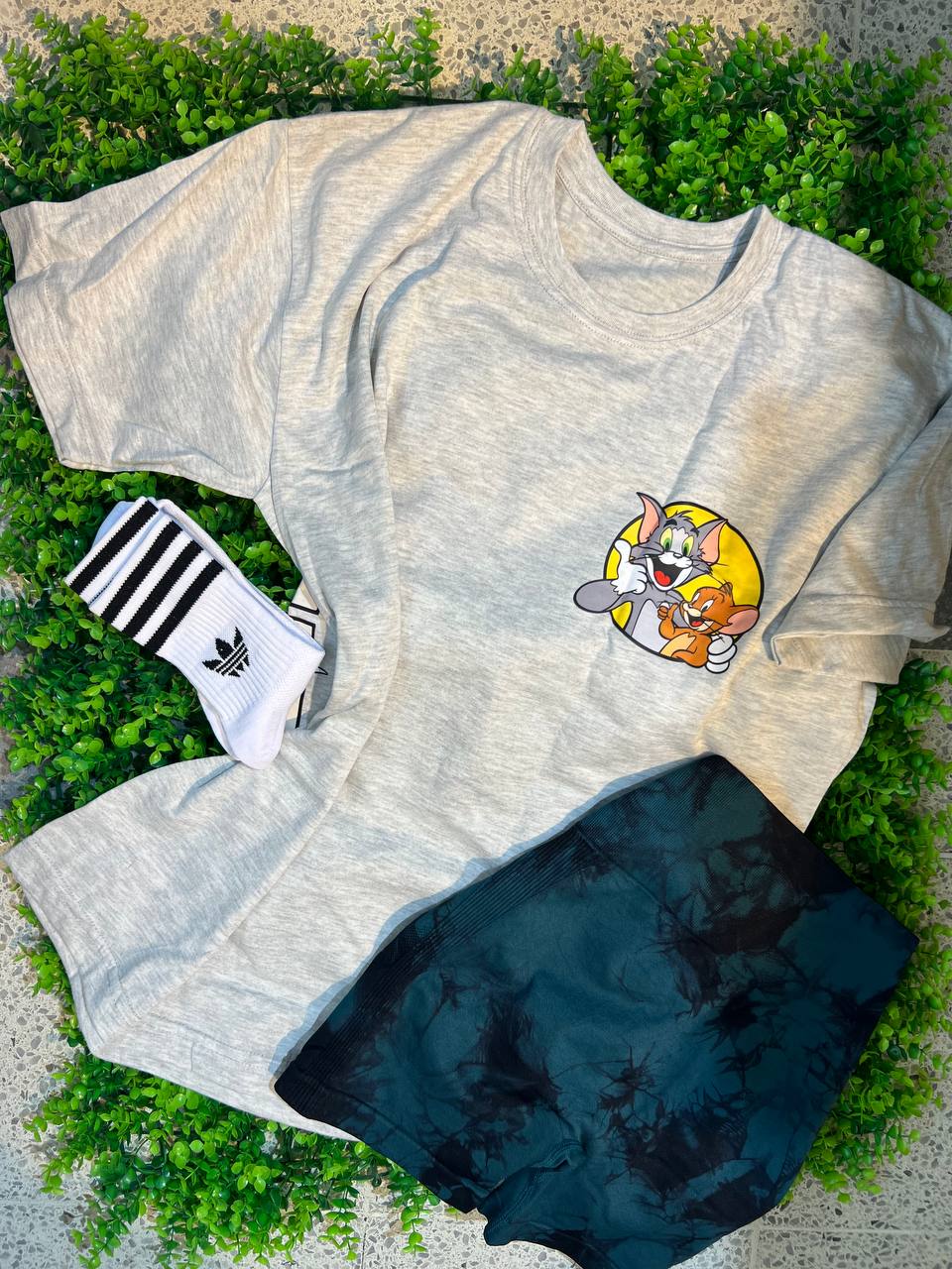 CONJUNTO 3 PIEZAS TOM Y JERRY GRIS