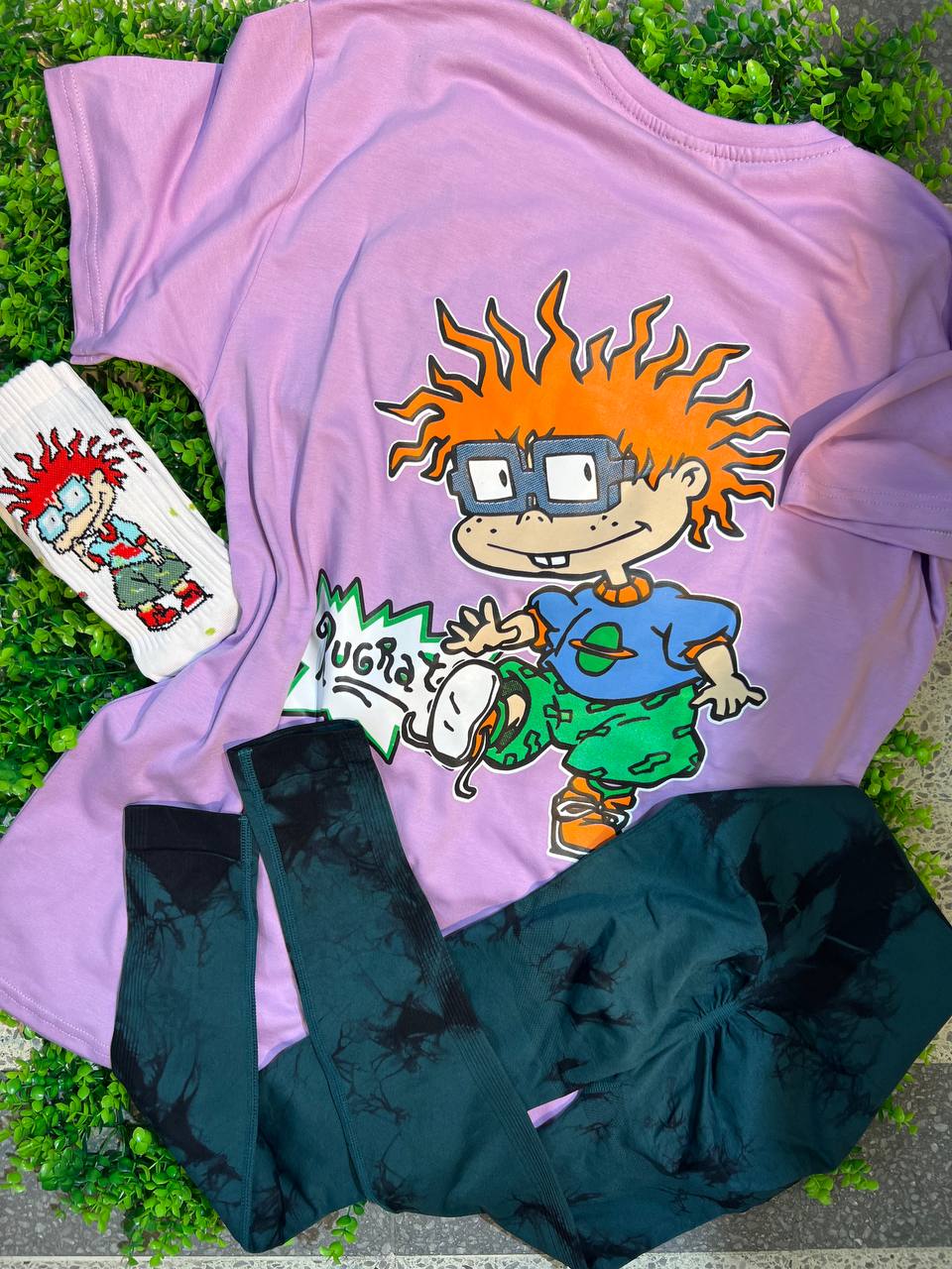 CONJUNTO 3 PIEZAS LEGGINGS RUGRATS MORADO