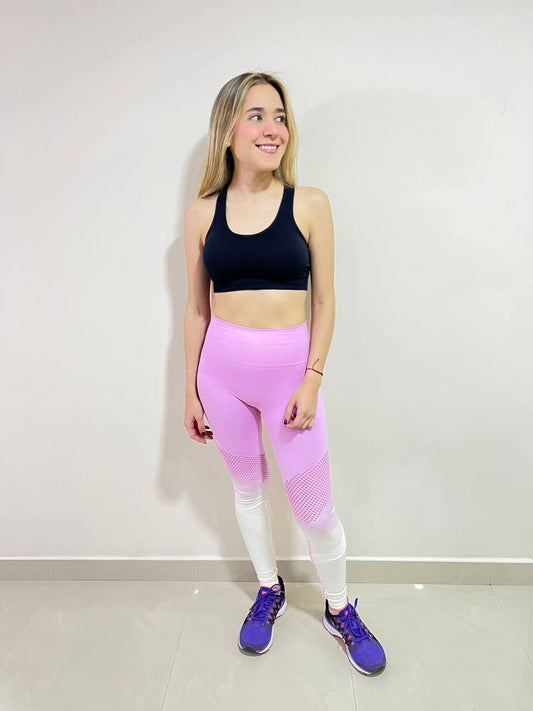 LEGGINGS TRANSPIRABLE ROSA/BLANCO