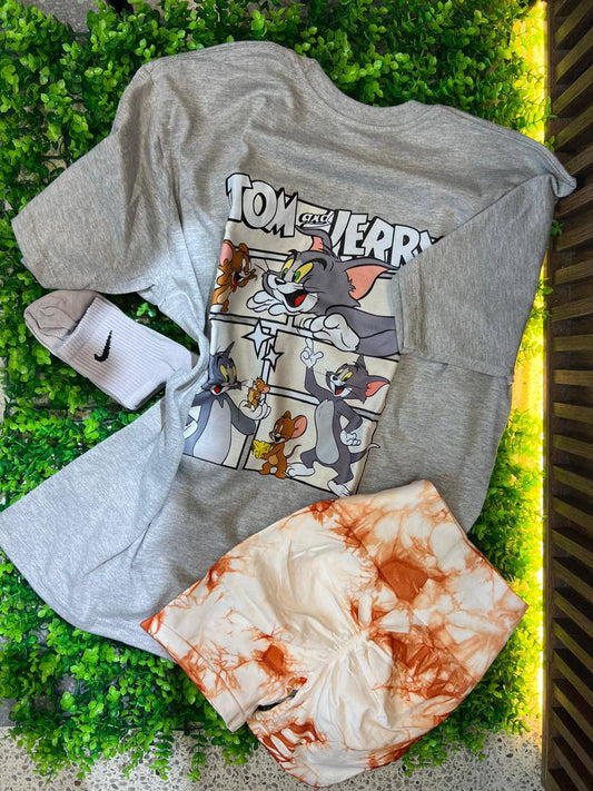 CONJUNTO 3 PIEZAS TOM Y JERRY GRIS