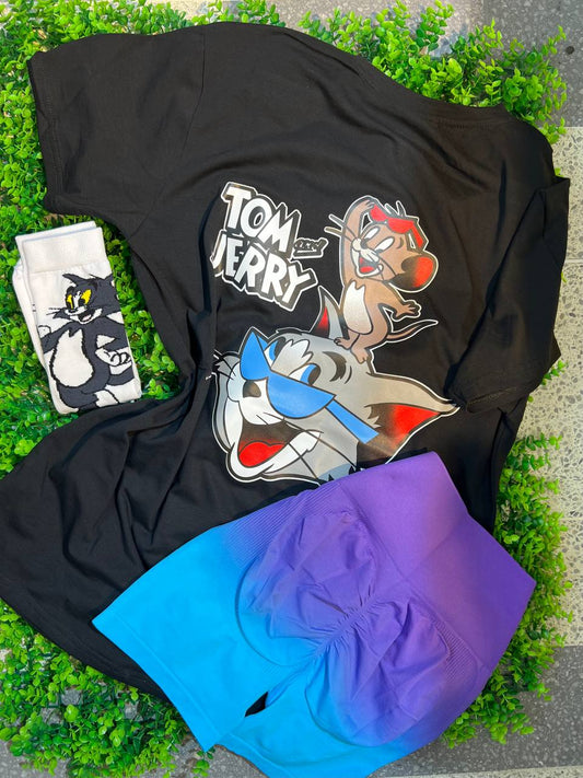 CONJUNTO 3 PIEZAS TOM Y JERRY NEGRO