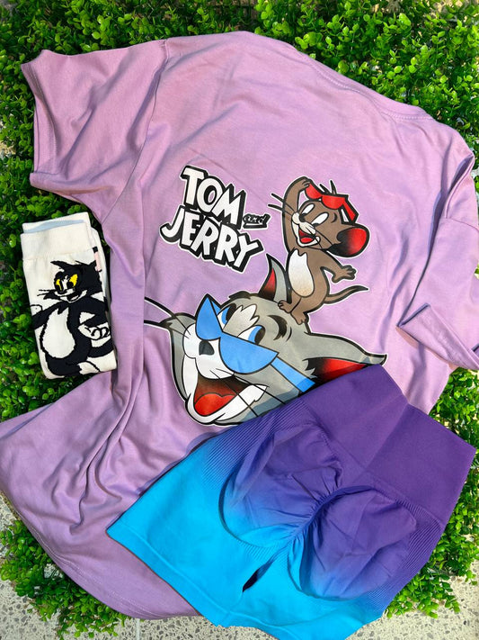 CONJUNTO 3 PIEZAS TOM Y JERRY MORADO