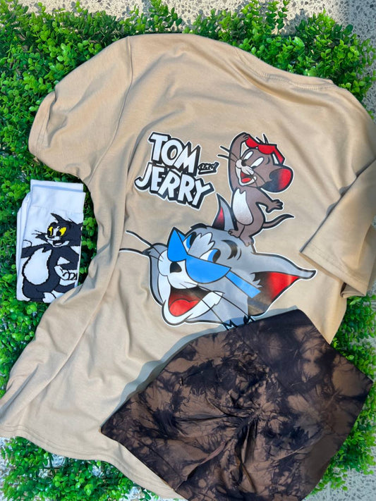 CONJUNTO 3 PIEZAS TOM Y JERRY BEIGE