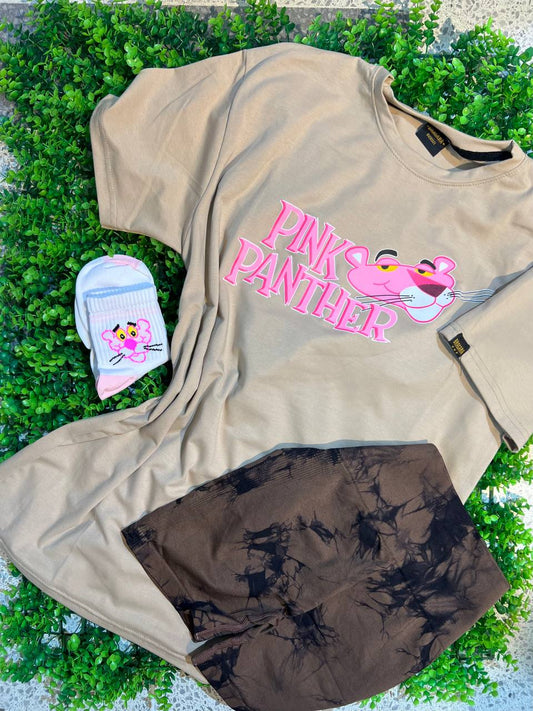 CONJUNTO 3 PIEZAS PANTERA ROSA BEIGE