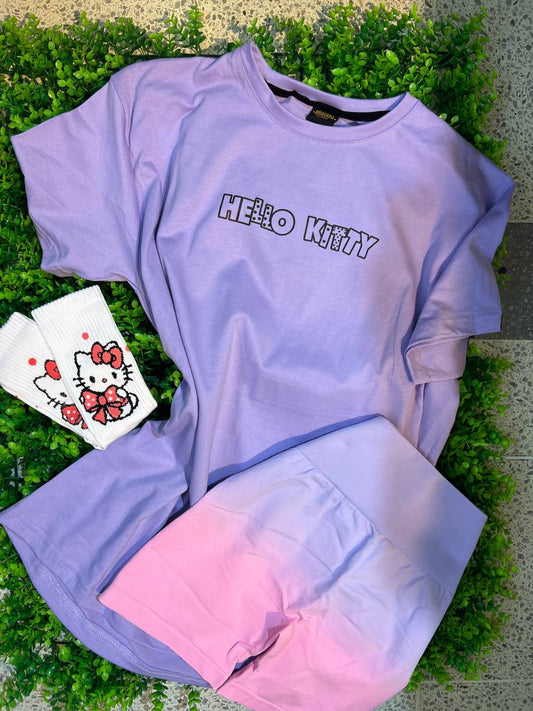 CONJUNTO 3 PIEZAS HELLO KITTY MORADO