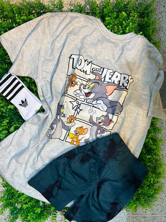 CONJUNTO 3 PIEZAS TOM Y JERRY GRIS