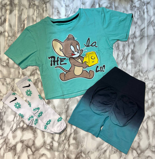 CONJUNTO 3 PIEZAS TOM Y JERRY VERDE