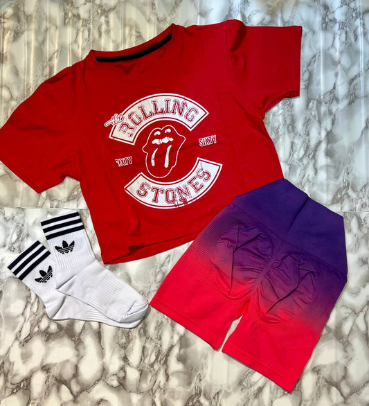 CONJUNTO 3 PIEZAS ROLLING STONES ROJO
