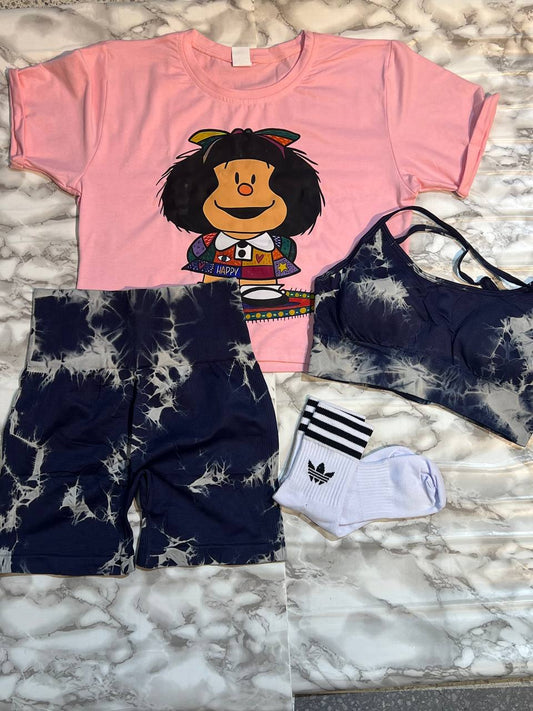 CONJUNTO 4 PIEZAS SHORT MAFALDA